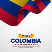 Colombian flag for colombia independence day square background with realistic flag vector
