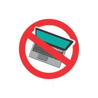 illustration is prohibited from using a laptop, not a laptop. vector