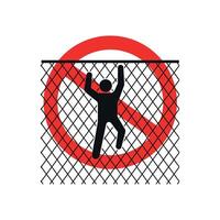 Flat design no climbing wire fence. vector