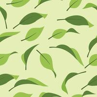 seamless pattern various leaf shapes on a light green background, , suitable for print and wallpaper vector