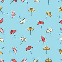 Seamless Pattern With Pastel Style Umbrellas, on a light blue background, for print or wallpaper vector