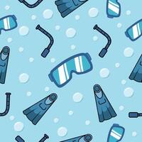 Delightful Scuba Gear And Bubbles Create A Vibrant And seamless Pattern On Light Blue vector