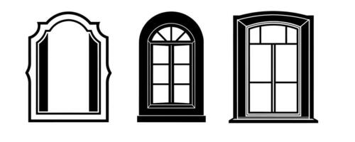 Window frame silhouette set isolated on white background vector