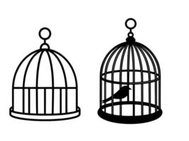 Two birdcages with bird graphic design isolated on white background vector