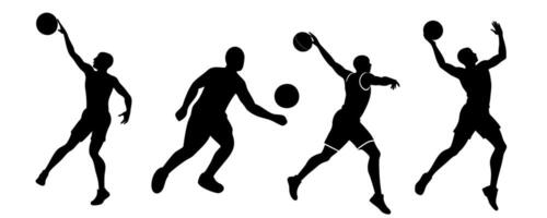 Basketball player silhouette set isolated on white background vector