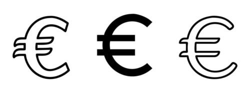 Euro currency symbol icon set isolated on white background vector