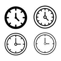 White clock icon set isolated on white background vector