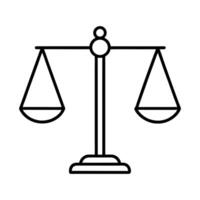 Scales of justice icon line art isolated on white background vector
