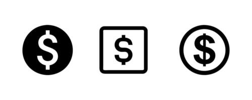 Dollar sign icon set isolated on white background vector