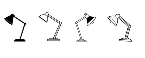 Led desk lamp silhouette set isolated on white background vector