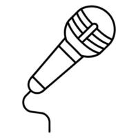 Simple microphone line art graphic isolated on white background vector