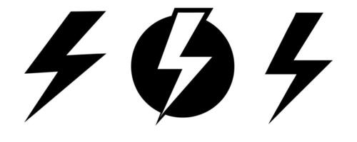 Lightning bolt graphics set isolated on white background vector