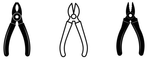 Wire cutter silhouette set isolated on white background vector