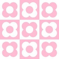 Retro Floral Grid with Pink Floral Seamless Pattern vector