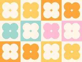 Retro Floral Grid and Colorful Floral Seamless Pattern vector
