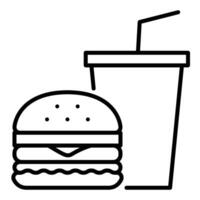 Burger and soda line icon vector