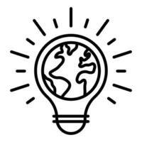Green energy conceptual icon, featuring a globe in light bulb vector