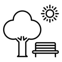 Park line icon, featuring park beach and tree under sun vector