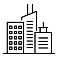 City view with buildings line icon with editable stroke vector