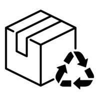 sustainable packaging conceptual icon, featuring a package with a recycle sign vector