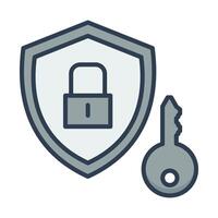 Encryption flat icon, symbolizing data security and protection, featuring a padlock and key design, representing encrypted information. vector