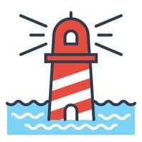 Lighthouse flat icon, symbolizing personal growth, guidance, and the journey toward self-discovery and enlightenment vector