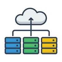 Cloud database color icon vector