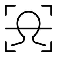 Face scan icon, representing facial recognition and Face ID. Symbolizes biometric security, identity verification, and personal access, ideal for apps, devices, and secure login systems vector