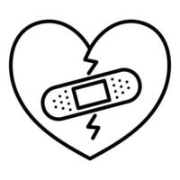 Broken heart with bandage icon vector