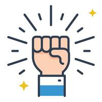 Encouragement illustration, featuring a raised fist surrounded by a halo, symbolizing strength, empowerment, and hope vector