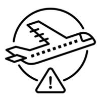 flight delay conceptual icon, featuring plane with a warning sign vector