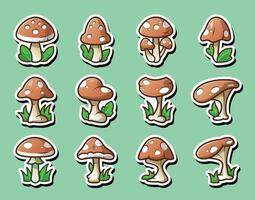 Red Mushrooms Digital Asset Available for Sticker and Background Concept. vector