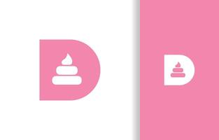 INITIAL LETTER D WITH SILHOUETTE OF ICE CREAM IN PINK COLOR vector