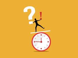 Businessman controls life problems balances on clock vector