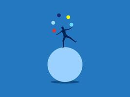 Control or manage emotions, Businessman tossing a ball of emotions while balancing vector