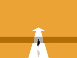 Overcoming, Businessman standing on the arrow with gap vector
