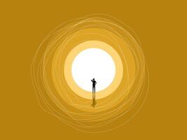 Opportunity, future, businessman in the tunnel finds the light in life vector