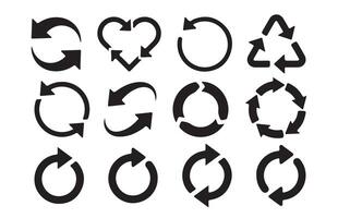 Set of Circular Arrow and Refresh Icons, Recycle, Loop, and Rotation Symbols vector