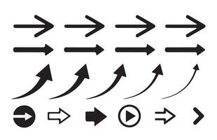 Set different cursor arrow direction symbols in flat style. vector