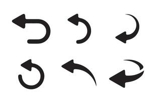 Set of go back arrows icons. Left direction. Return, previous, backward arrow. vector