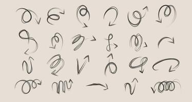 Premium Fun Arrow Icon Set Hand Drawn Crayon Brushes and Ancient Symbol Doodles for Creative Use vector