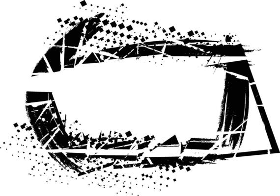 Grunge Texture Frame with Abstract Glitch Ink Spray