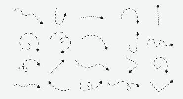 Arrow Set Hand Drawn Scribbled Arrows Dashed Lines vector