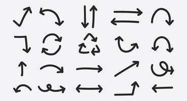 Abstract Arrow Icons and Direction Symbols Hand Drawn Doodle Arrows Scribble Strokes for Navigation and Posters vector