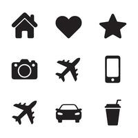 Basic UI Icon Set Minimal Black Symbols for Web and App Design vector