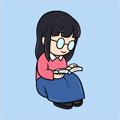 3D Illustration, character of a girl reading