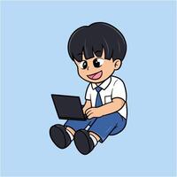 3D Illustration, character Jimmy Using Laptop vector