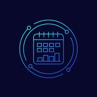 Calendar icon with a graph, linear design vector