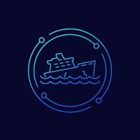 sinking ship icon, linear design vector