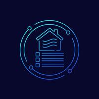 indoor air quality icon with a checklist, linear design vector
